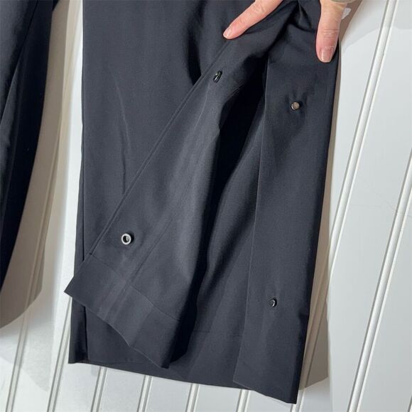 Athleta Tribeca Women's Black Wide Leg Crop Side Snaps Pants 2 Workwear Comfort - Picture 3 of 8